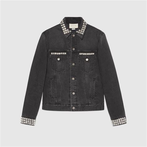 gucci black jean jacket|gucci denim jacket men's.